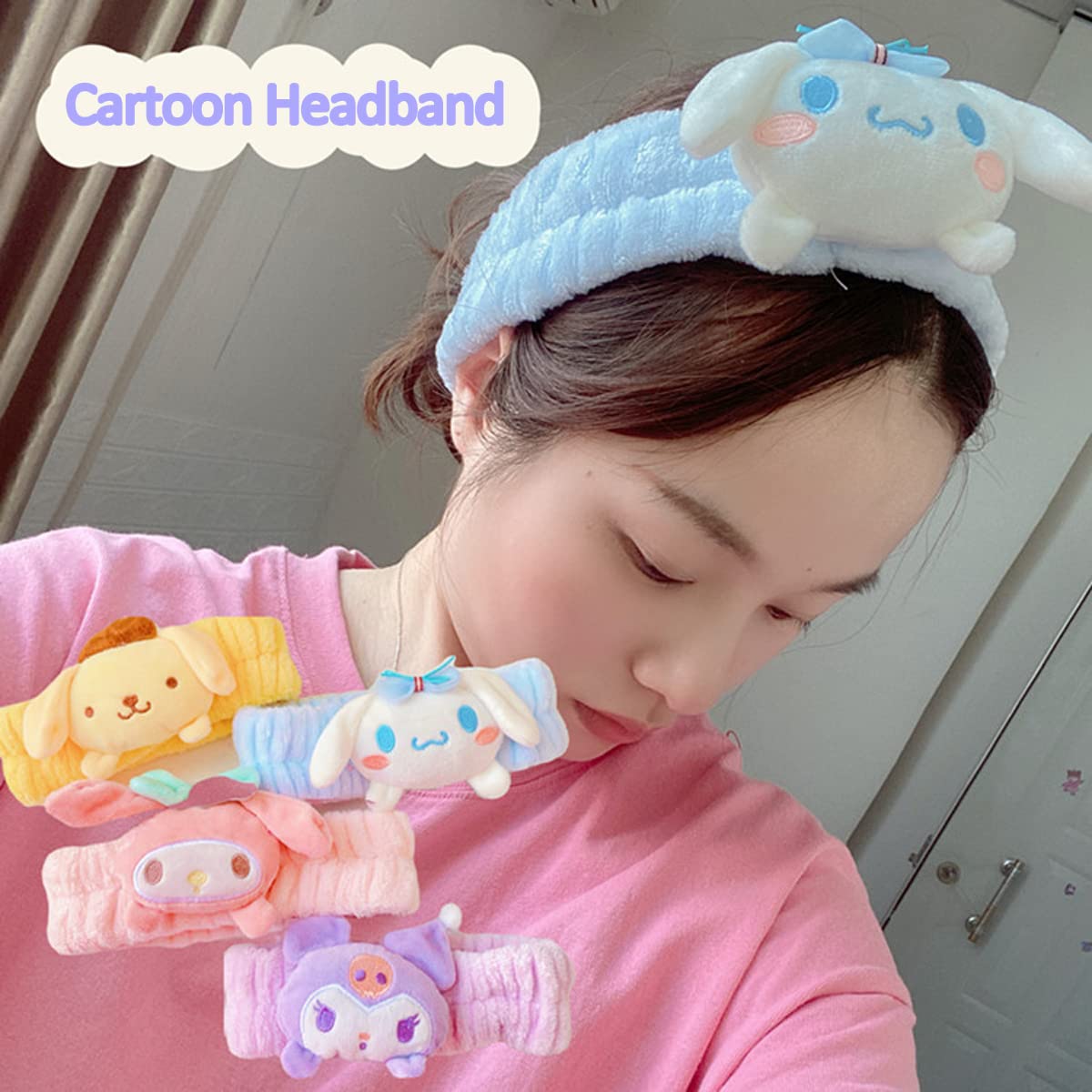 Kugiter cinta de pelo spa kawaii azul para uso diario, cómodo y lavable