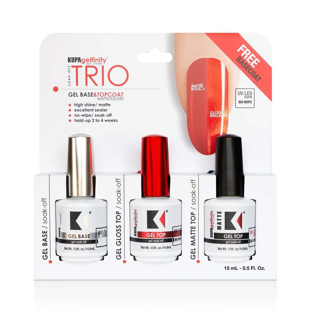 KUPA Gelfinity base coat: adherencia superior para uñas fuertes y duraderas.