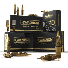 Caja de 20 cartuchos Kwadron para tatuaje, enfoque en la precisión para trazos limpios.