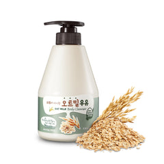 Kwailnara gel limpiador corporal de leche de avena con espuma cremosa para limpieza suave.