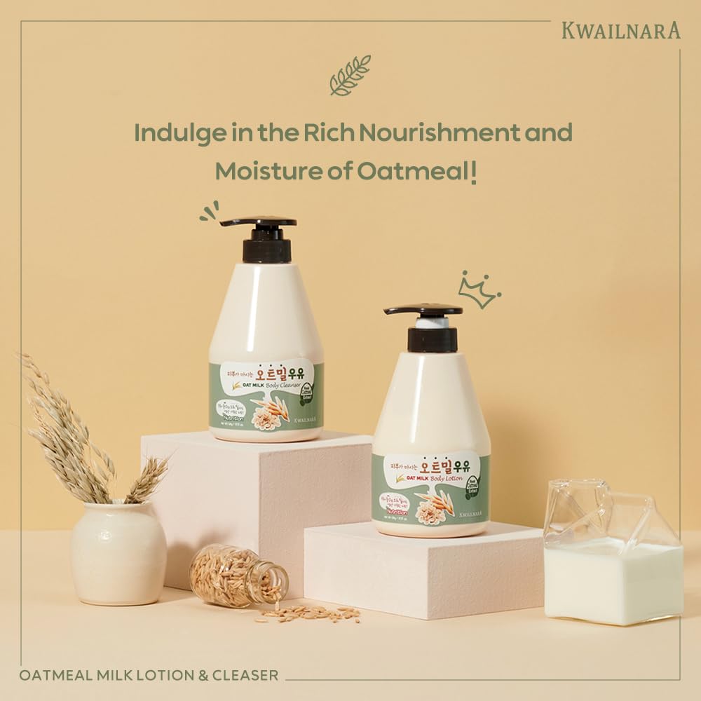 Kwailnara gel limpiador corporal de avena con infusión calmante para piel sensible.