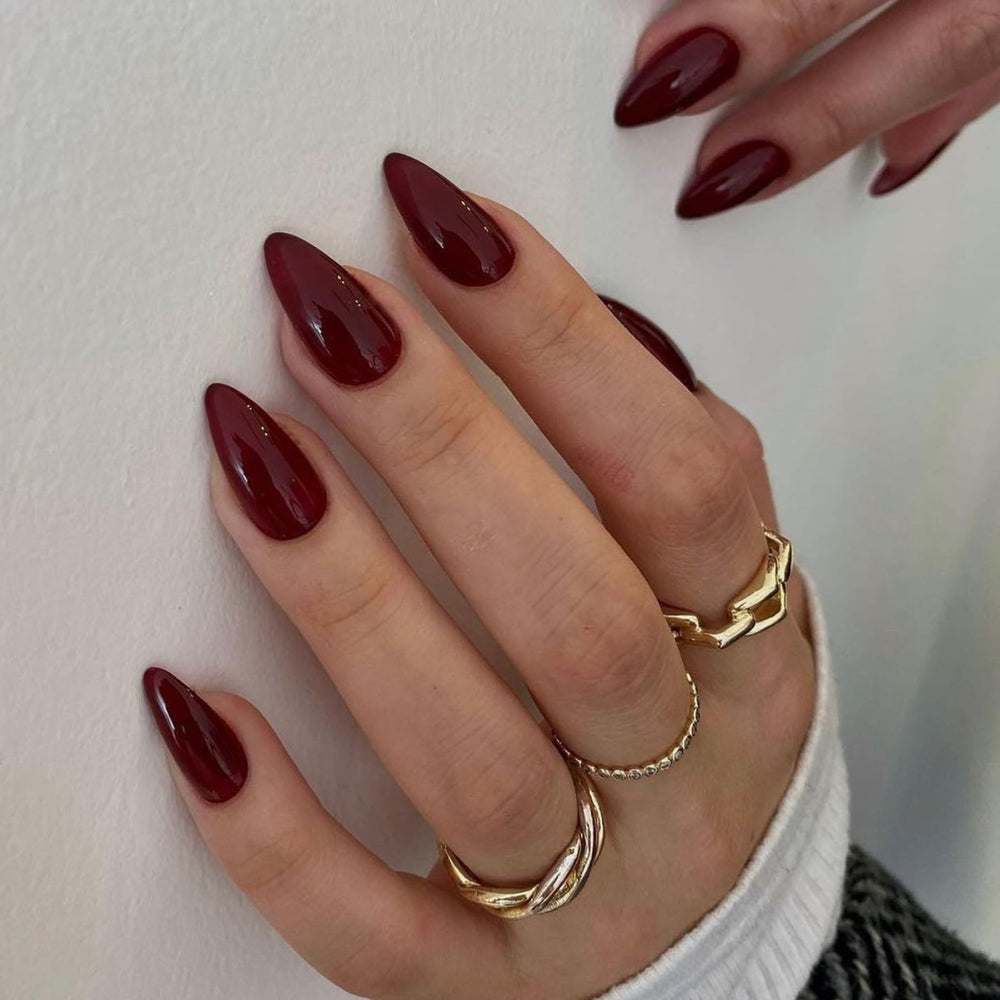 Uñas postizas reutilizables KXAMELIE, forma almendra y diseño elegante