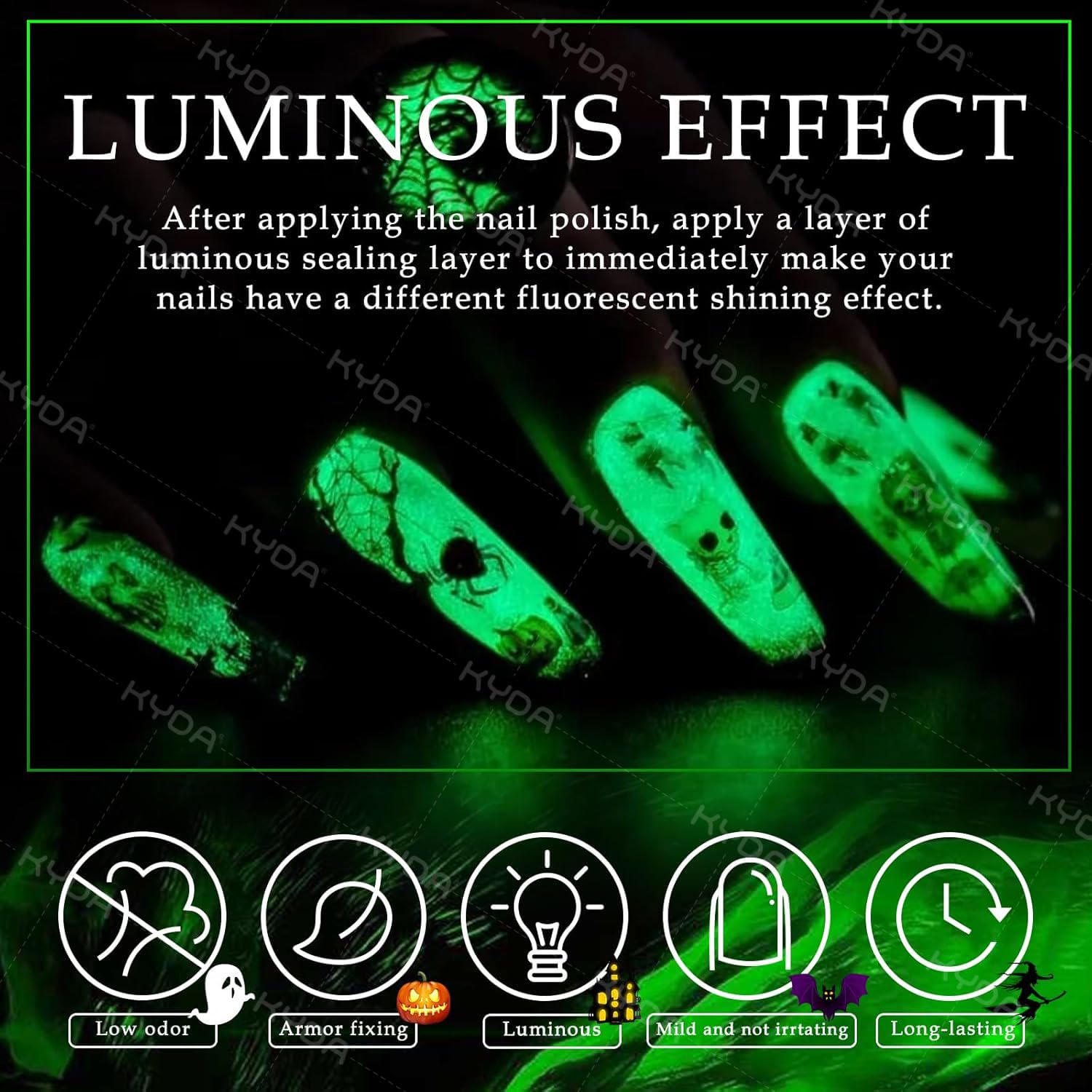 KYDA aplicación en uñas naturales y artificiales para sellar y realzar