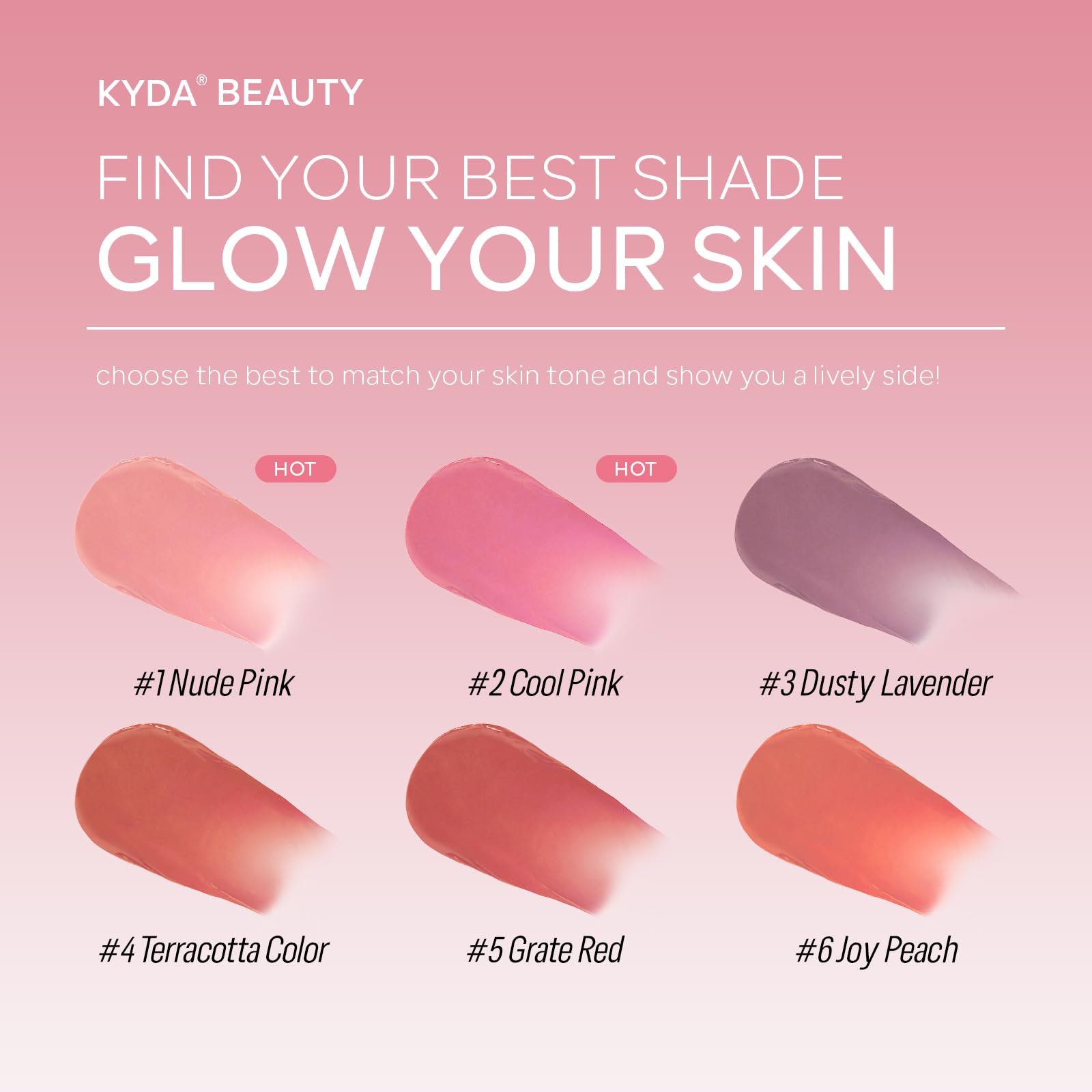 KYDA Liquid Blush aplicador suave para una aplicación uniforme.
