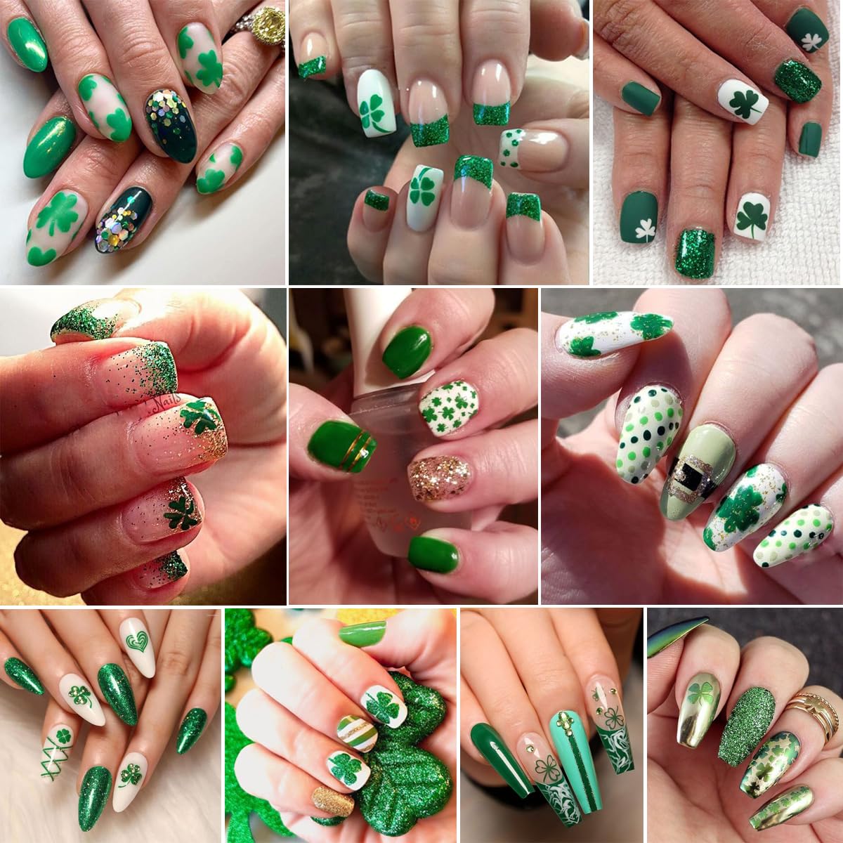 KZBTRBT Arte uñas trebol verde, perfecto para salones