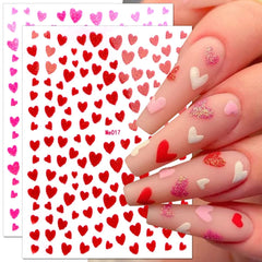 KZBTRBT corazones brillantes en pegatinas para uñas, ideal para diseño romántico.