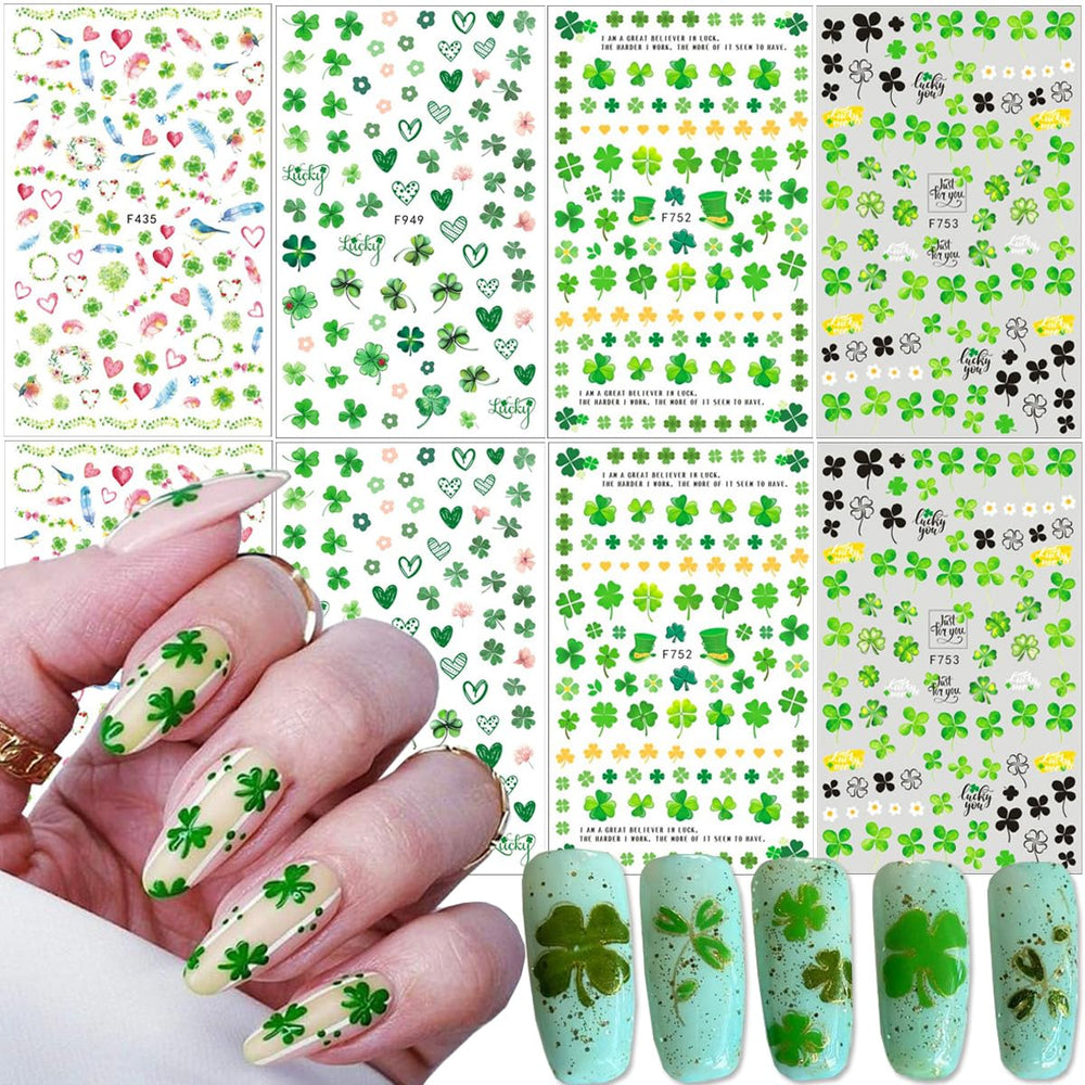 KZBTRBT Dia San Patricio: estampas 3D para uñas, ideal para fiesta