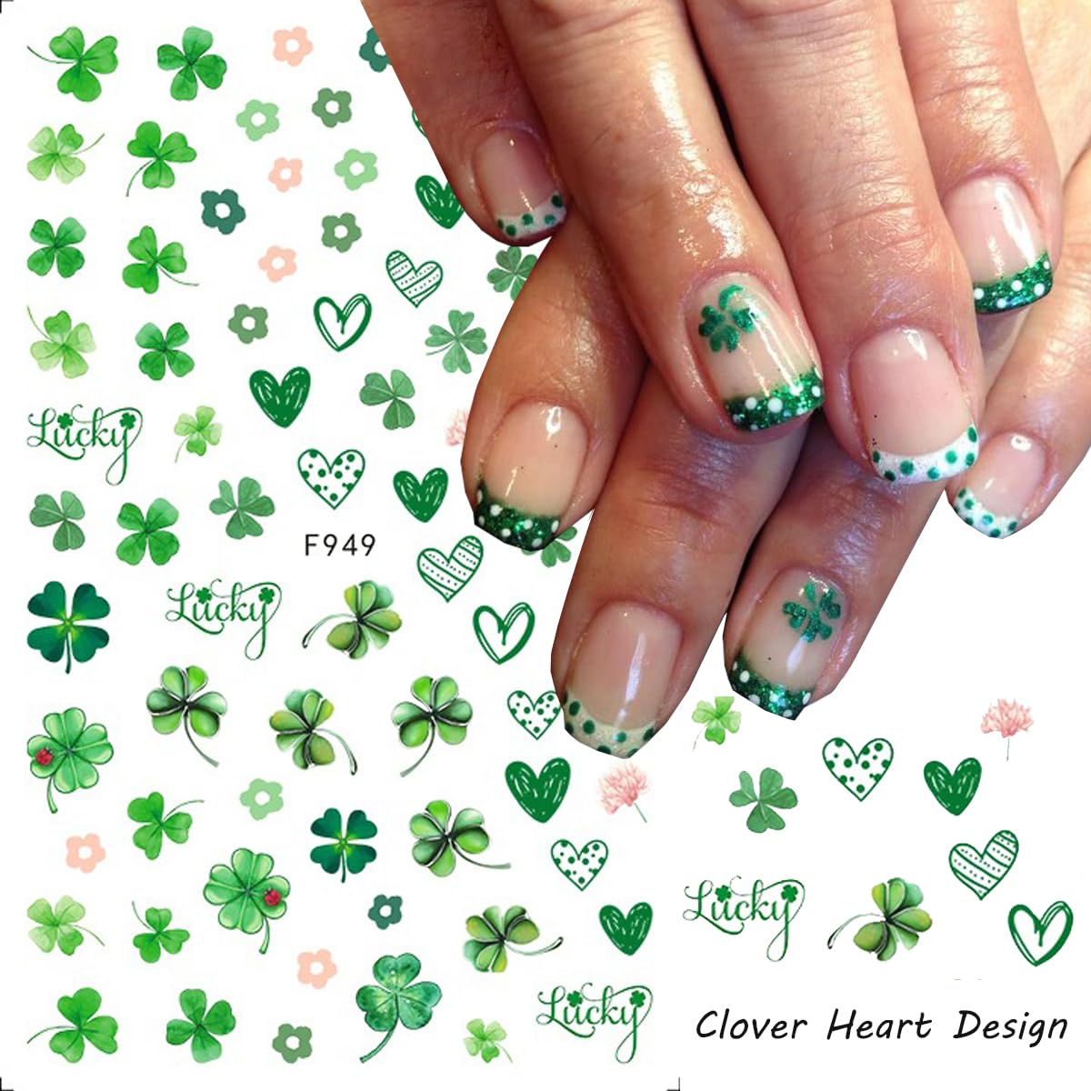 KZBTRBT Diseños fáciles para uñas San Patricio, ideal para uso en casa