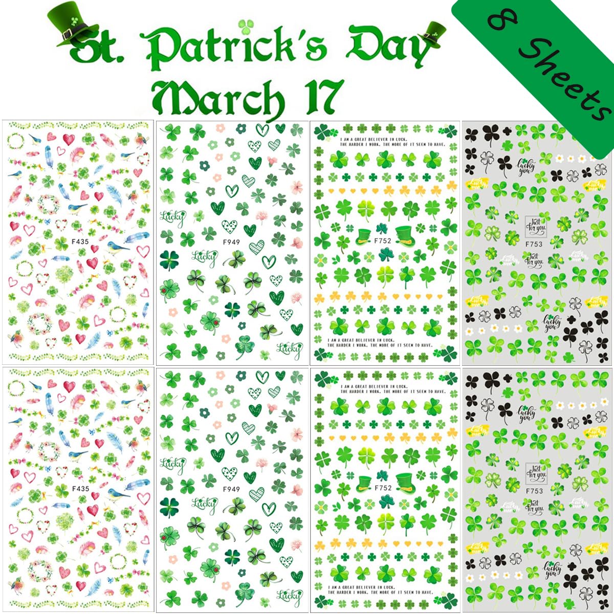 KZBTRBT Estampas Día San Patricio para uñas, ideal para fiestas