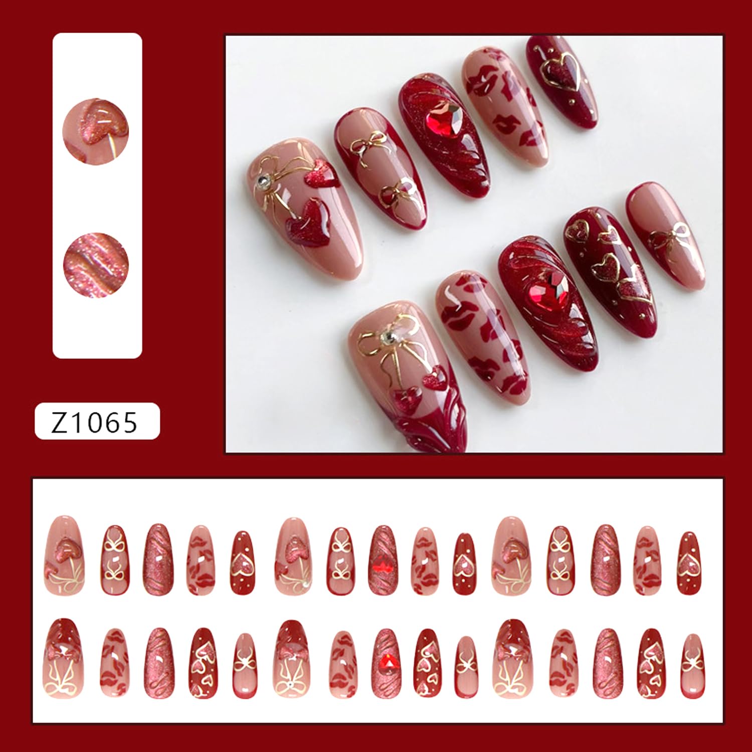 Uñas postizas KZBTRBT con lazo hueco para un toque elegante