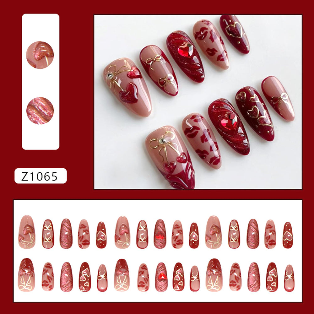 Uñas postizas KZBTRBT con lazo hueco para un toque elegante