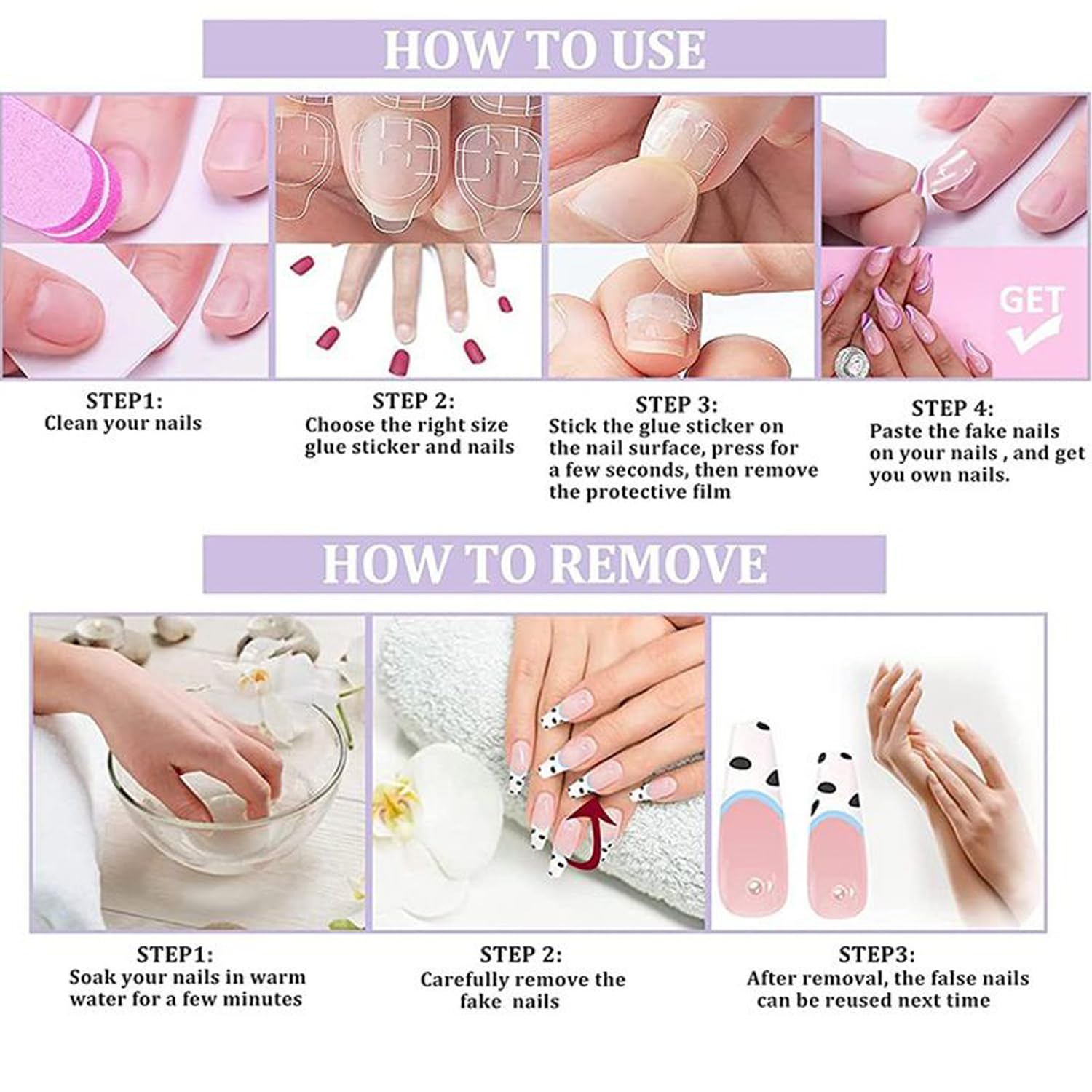 Uñas postizas ovaladas medianas KZBTRBT, ajuste cómodo