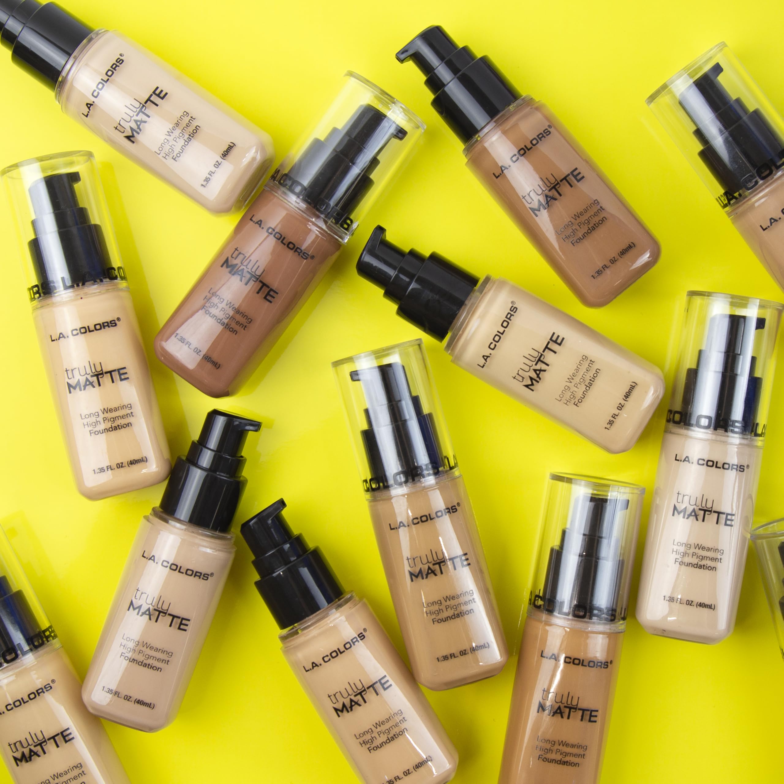 Ideal para pieles diversas gracias a L.A. COLORS Truly Matte Foundation, fórmula de larga duración y acabado mate.