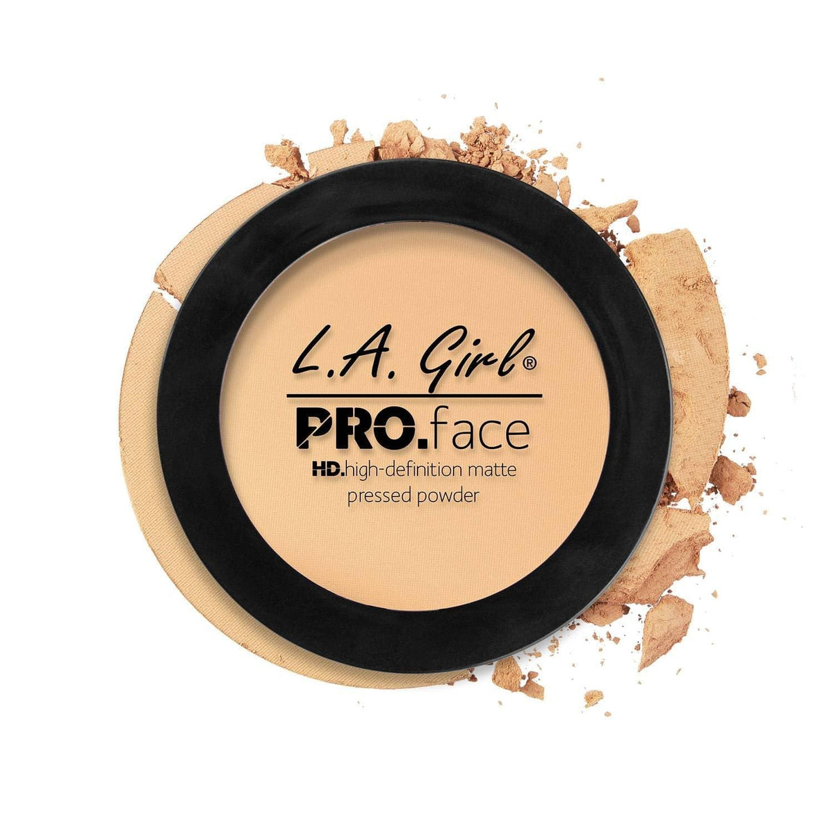 L.A. Girl Pro Face Matte frente del estuche, acabado mate duradero para todo el día.