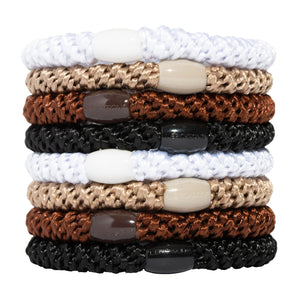 L. Erickson gomas para cabello grueso marrón, 8 piezas, agarre seguro para coletas y moños.