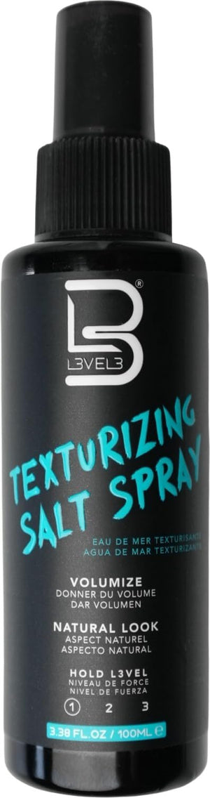 L3 Level 3 aerosol texturizante de sal marina, botella visible, ideal para ondas de playa con textura suave.