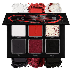 La Catrina paleta sombras negro y rojo para looks goth con color intenso