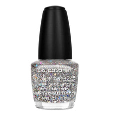 Esmalte L.A. COLORS Color Craze Glitter Bomb sobre botella, colores vibrantes.