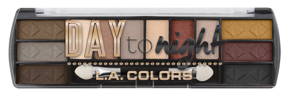 L.A. COLORS Día a Noche, paleta de sombras 12 colores para looks diurnos y nocturnos