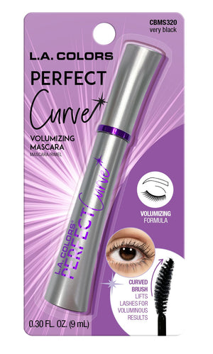 L.A. COLORS Mascara Curvada Perfecta, aplicador curvado para lift y separación sin grumos
