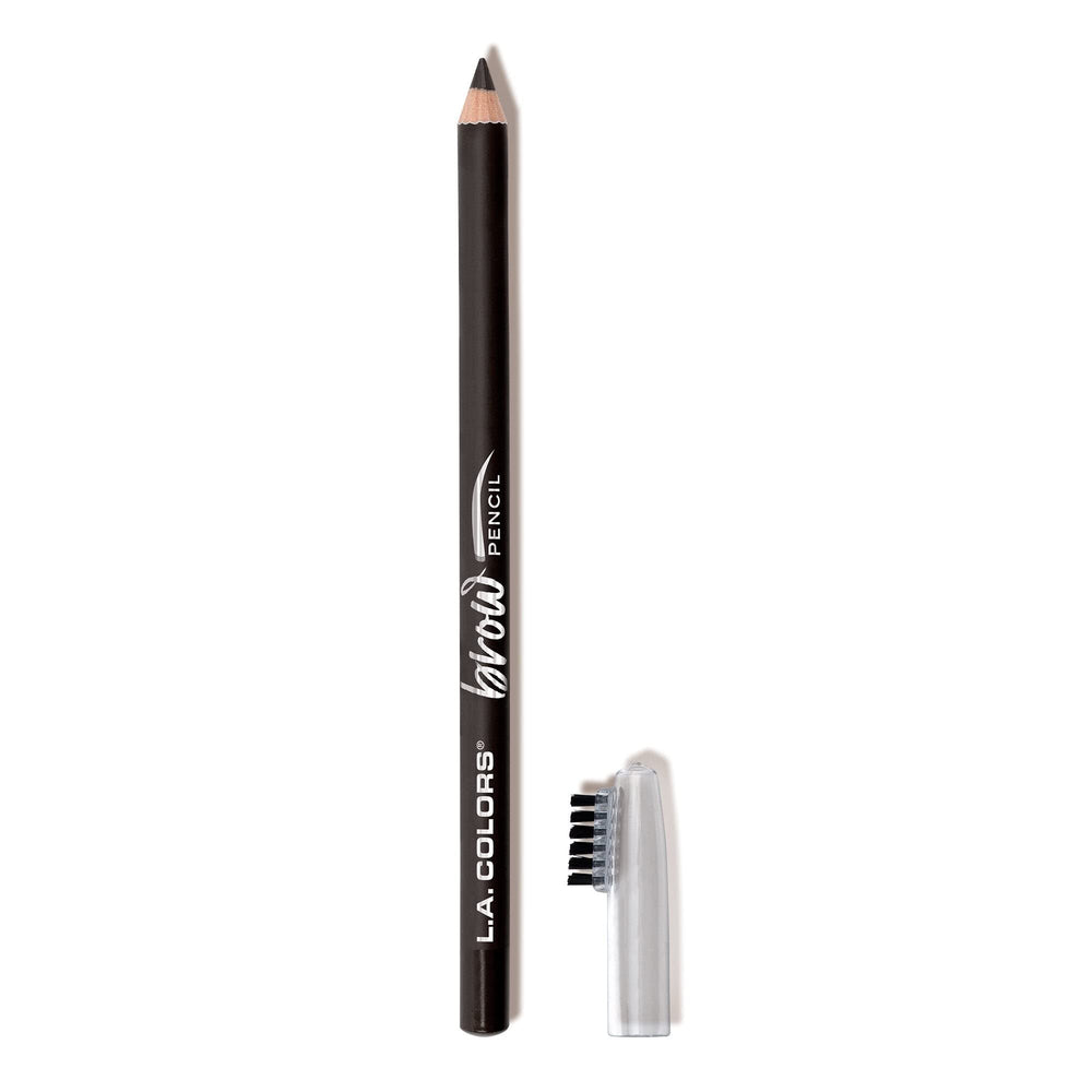 Lápiz para cejas de L.A. COLORS, negro suave, punta fina, define y rellena con aspecto natural.