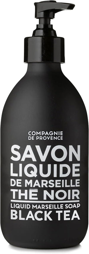 La Compagnie de Provence Jabón líquido Marsella té negro en botella de vidrio, aroma sofisticado para manos.