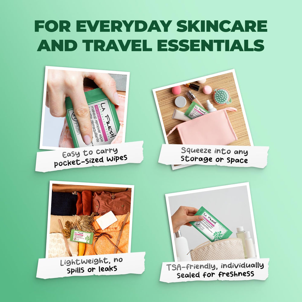 Empaque compacto de La Fresh con 50 toallitas para viajar