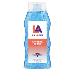 Gel extremo deportivo de L.A. Looks, botella de 20 oz, fijación duradera para entrenamientos intensos.