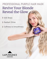 La Puissance Mascara Púrpura: aplicación suave para tono uniforme en cabello rubio