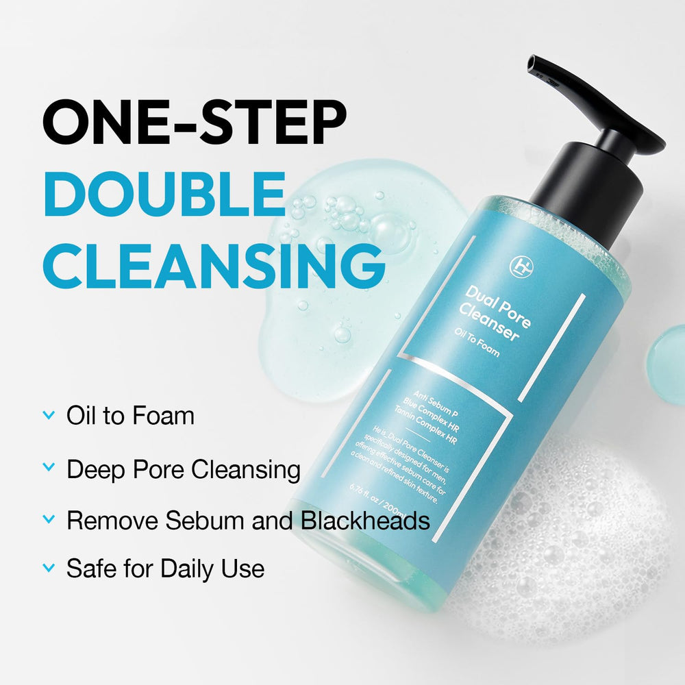 LAB BY He is_ Dual Pore Cleanser: textura de aceite que se convierte en espuma suave.