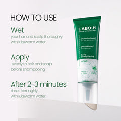 LABO-H exfoliante capilar: aplicación sobre el cuero cabelludo para desobstruir poros.