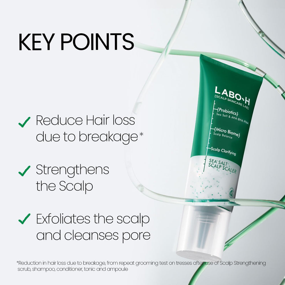 LABO-H exfoliante capilar: textura exfoliante visible para limpieza suave.