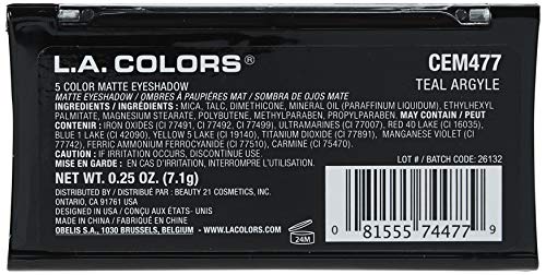 L.A. COLORS Paleta Teal Argyle: mezcla de tonos neutrales y audaces para looks versátiles.