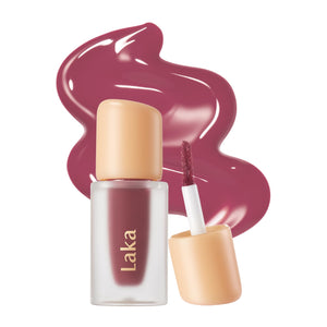 Laka Fruity Glam Lip Tint Mini en envase muestra color vibrante para un look fresco.