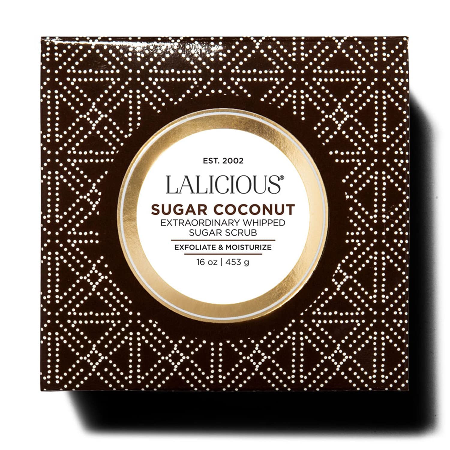 LaLicious exfoliante de azúcar de coco, textura batida, se extiende con facilidad.