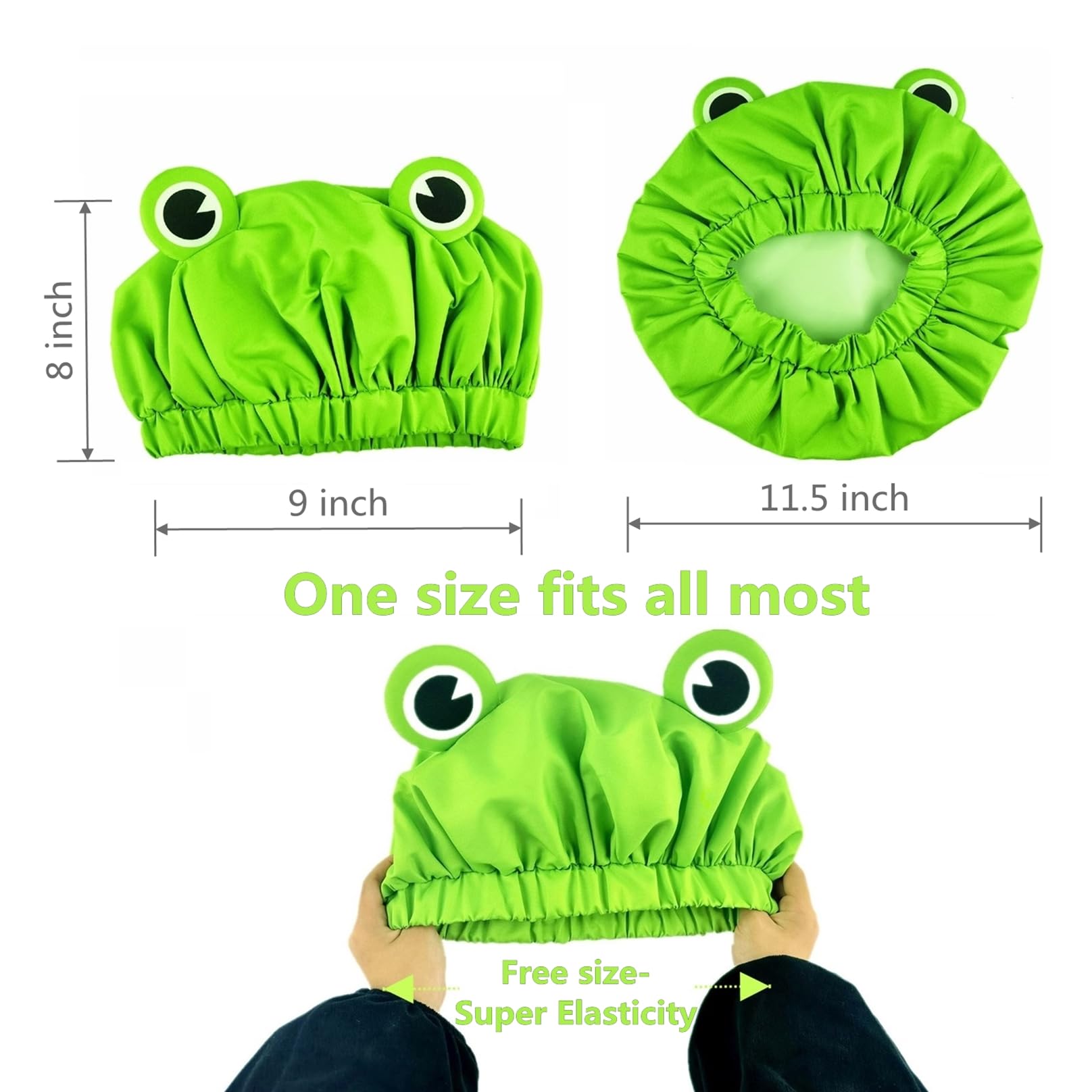 Gorro LamaMe con diseño rana divertido para baño y spa