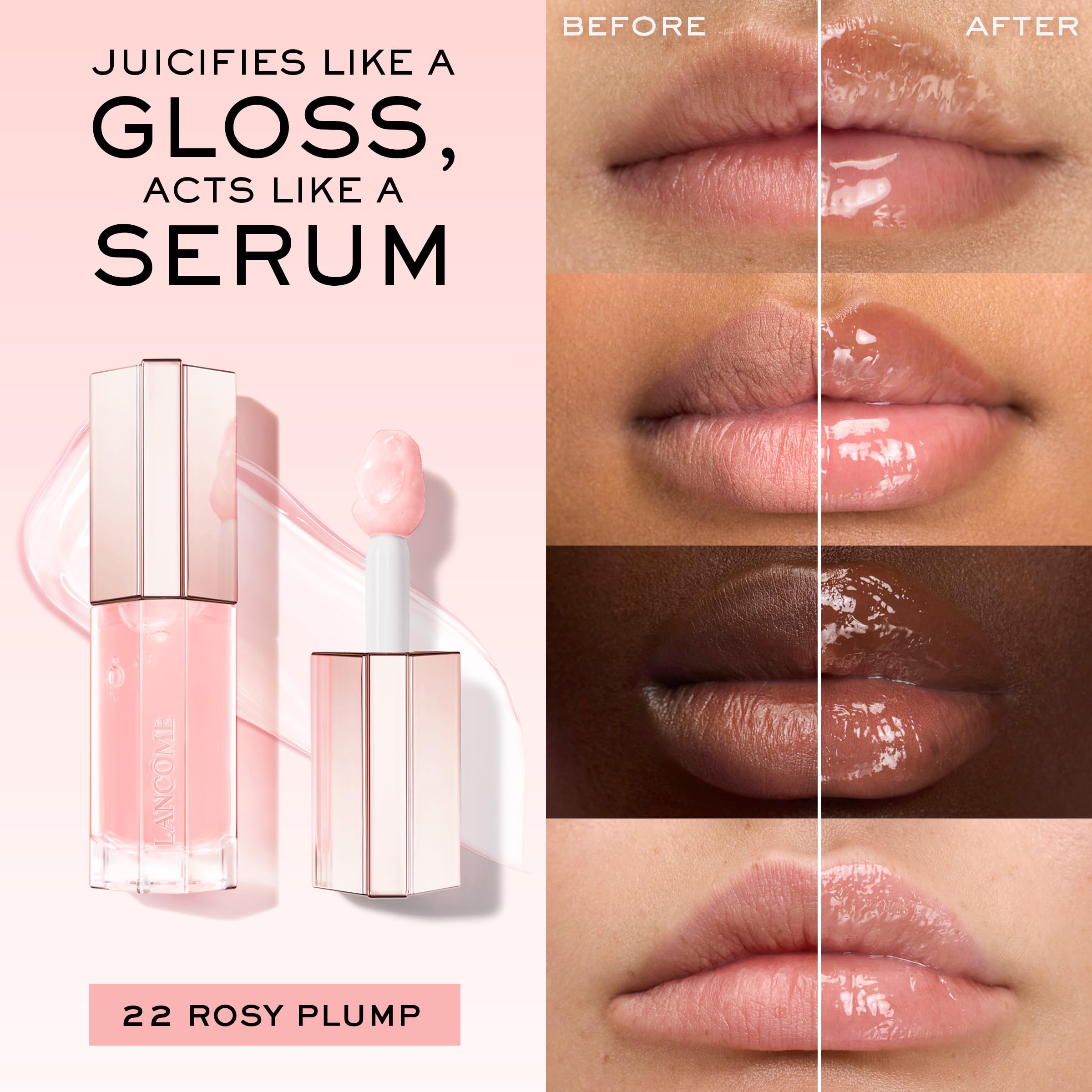 Lancôme Lip Idôle JuicyTreat con esqualano para hidratación intensa de labios.