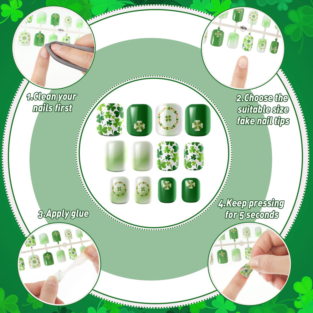 Landhoow uñas postizas verdes, aplicación rápida y cambio de look