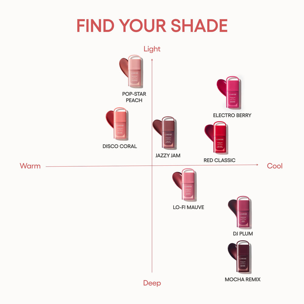 LANEIGE JuicePop Box Lip Tint, aplicación precisa y acabado suave.