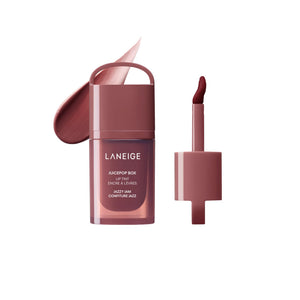 LANEIGE JuicePop Box Tinte Labial, envase compacto para retoques rápidos en cualquier lugar.