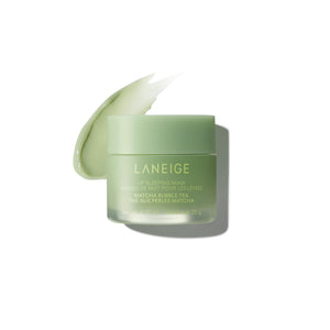 LANEIGE Lip Sleeping Mask Matcha Bubble Tea en tubo, hidratación intensa nocturna.