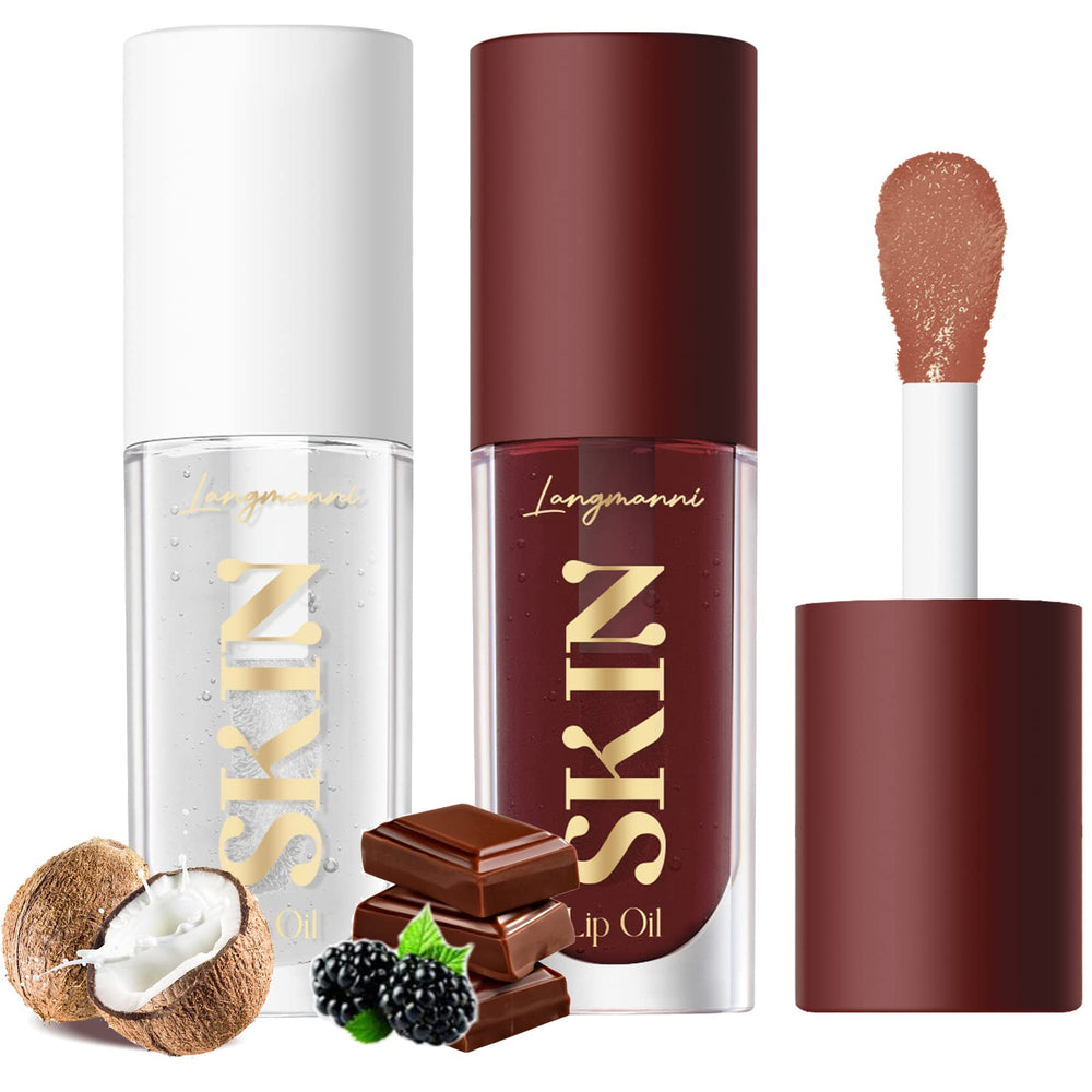 Langmanni aceite labial brillo transparente para labios secos y radiantes