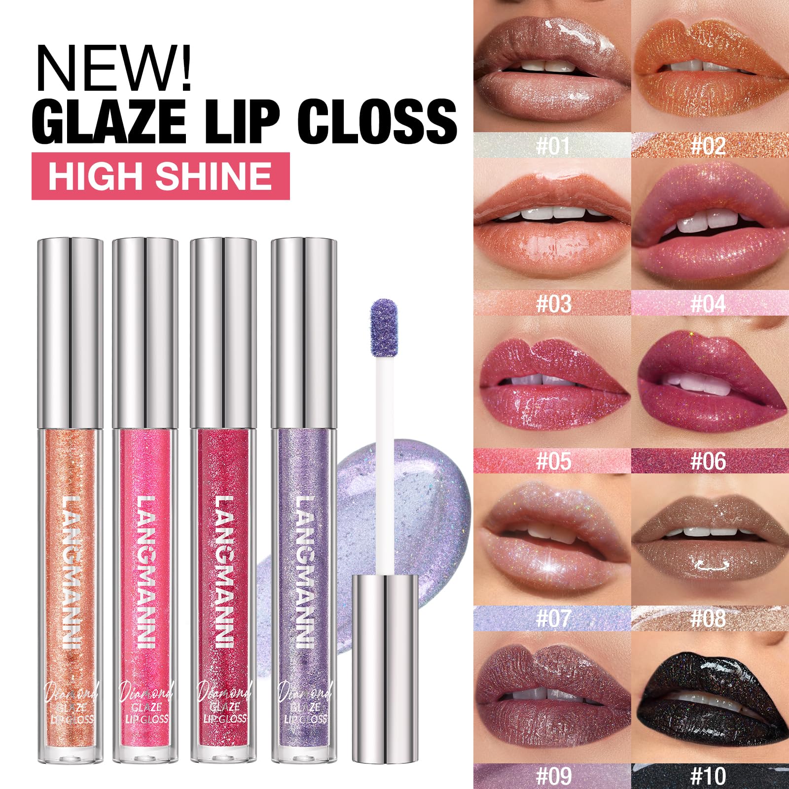 LANGMANNI brillos labiales destellos diamante para look luminoso