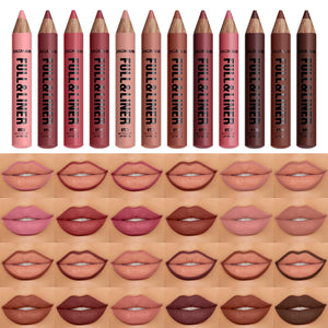 Lápiz delineador LANGMANNI con 12 tonos para definir labios con precisión y versatilidad.
