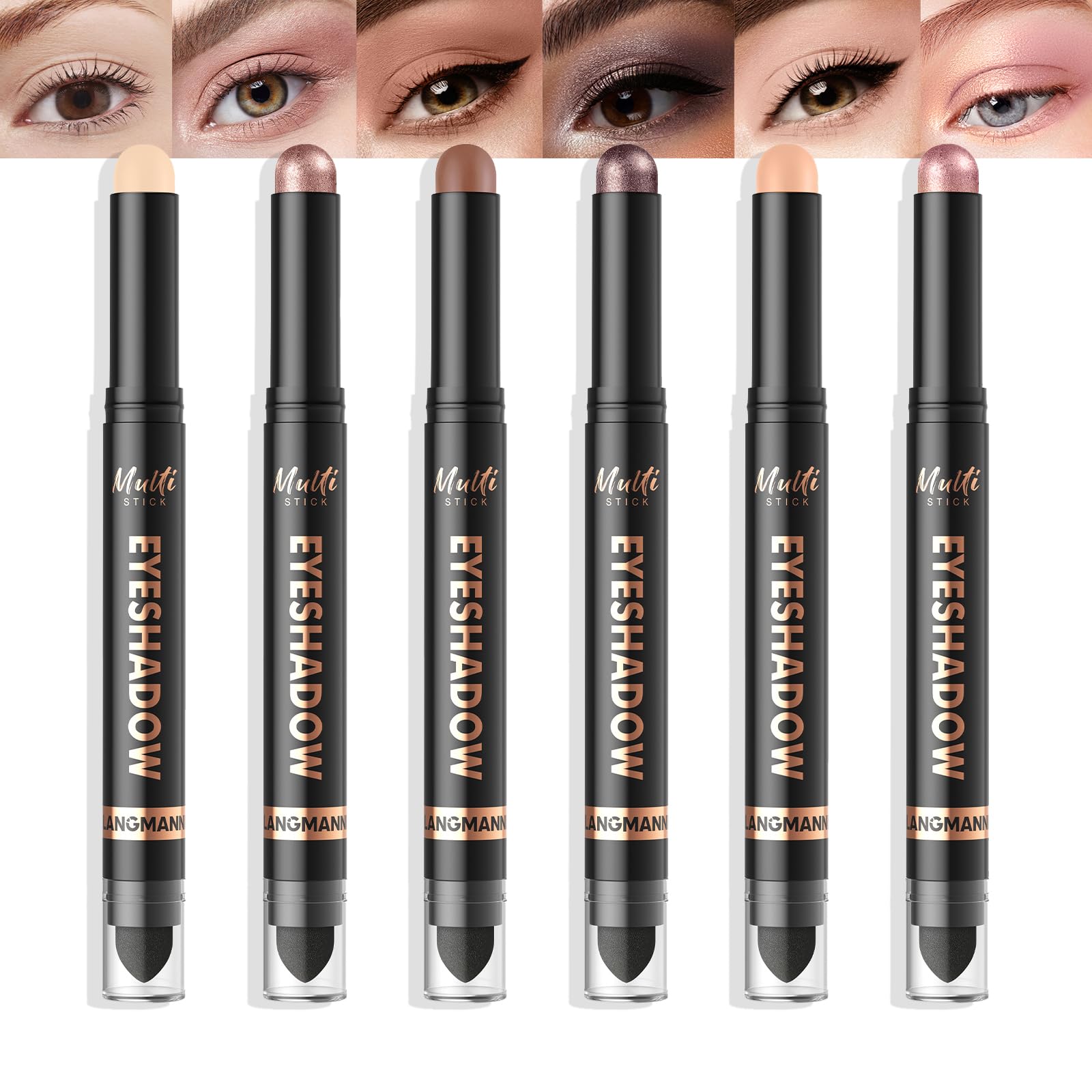 LANGMANNI seis tonos de sombra crema con doble extremo para looks versátiles