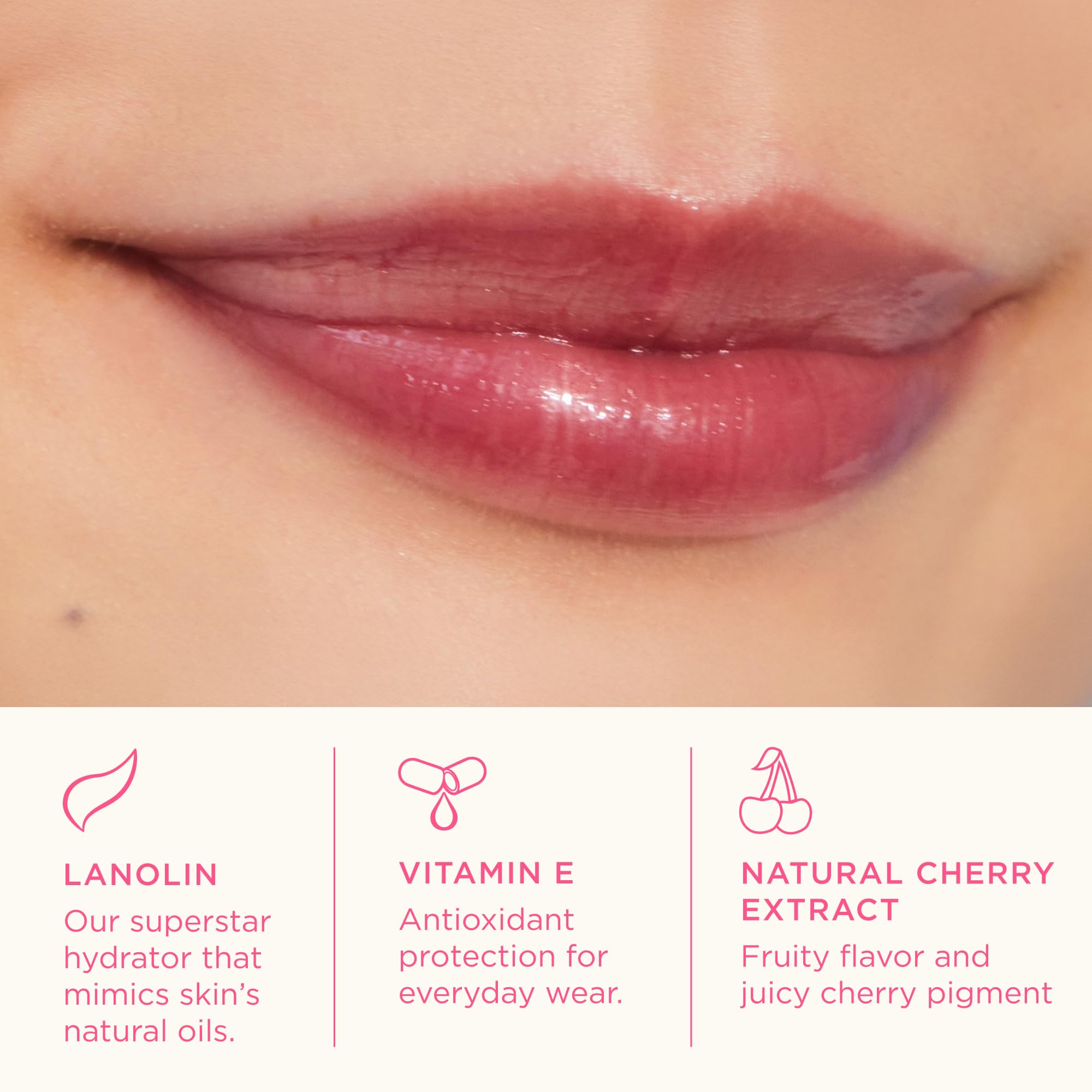 Lanolips Frutal Bálsamo Gel Fresa: aplicador cómodo y tono translúcido.