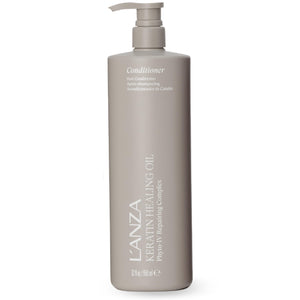 Lanza Keratin Healing Oil Acondicionador en botella con brillo suave.