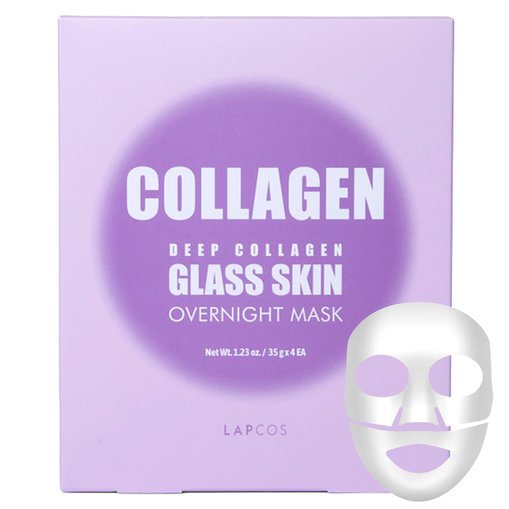 LAPCOS máscara nocturna de colágeno con efecto vidrio para piel suave al despertar.