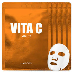 LAPCOS Vita C, mascarilla de tejido en pack de 5 para uso diario
