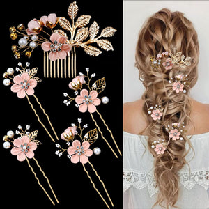 Pasador LAPOHI de flores con cristales, perfecto para boda brillante.